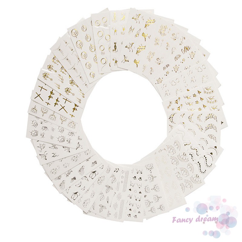 Set 30 tờ nhãn dán nhiều họa tiết xinh xắn trang trí móng tay