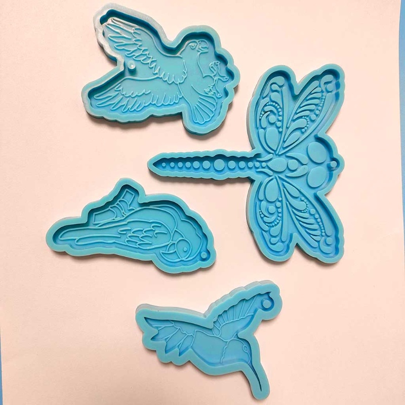 Set 4 Khuôn Silicon Làm Móc Khóa Hình Chim Đại Bàng / Bướm / Chim Vẹt