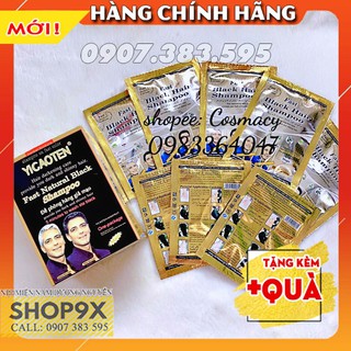 1 Gói Dầu Gội Nhuộm Đen Tóc YiCaoTen - Gội Là Đen (Có Kèm Bao Tay)