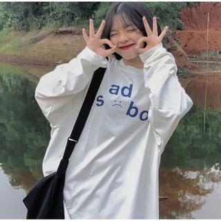 Áo phông dài tay cotton AD SAZBOI 2 màu Đen,trắng