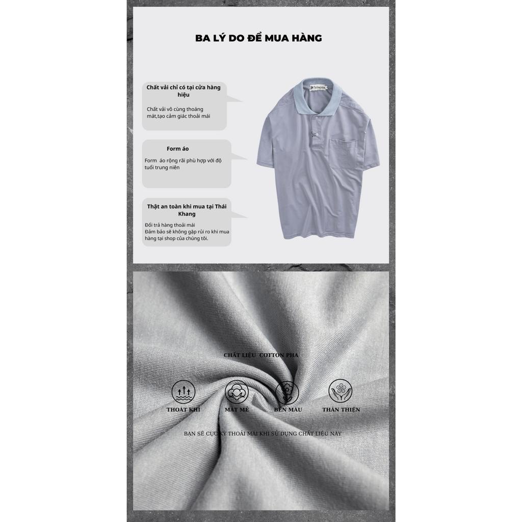 Áo thun nam trung niên ngắn tay có cổ vải cotton đẹp loại áo thun ngắn tay trung niên thiêu túi ATHUN13
