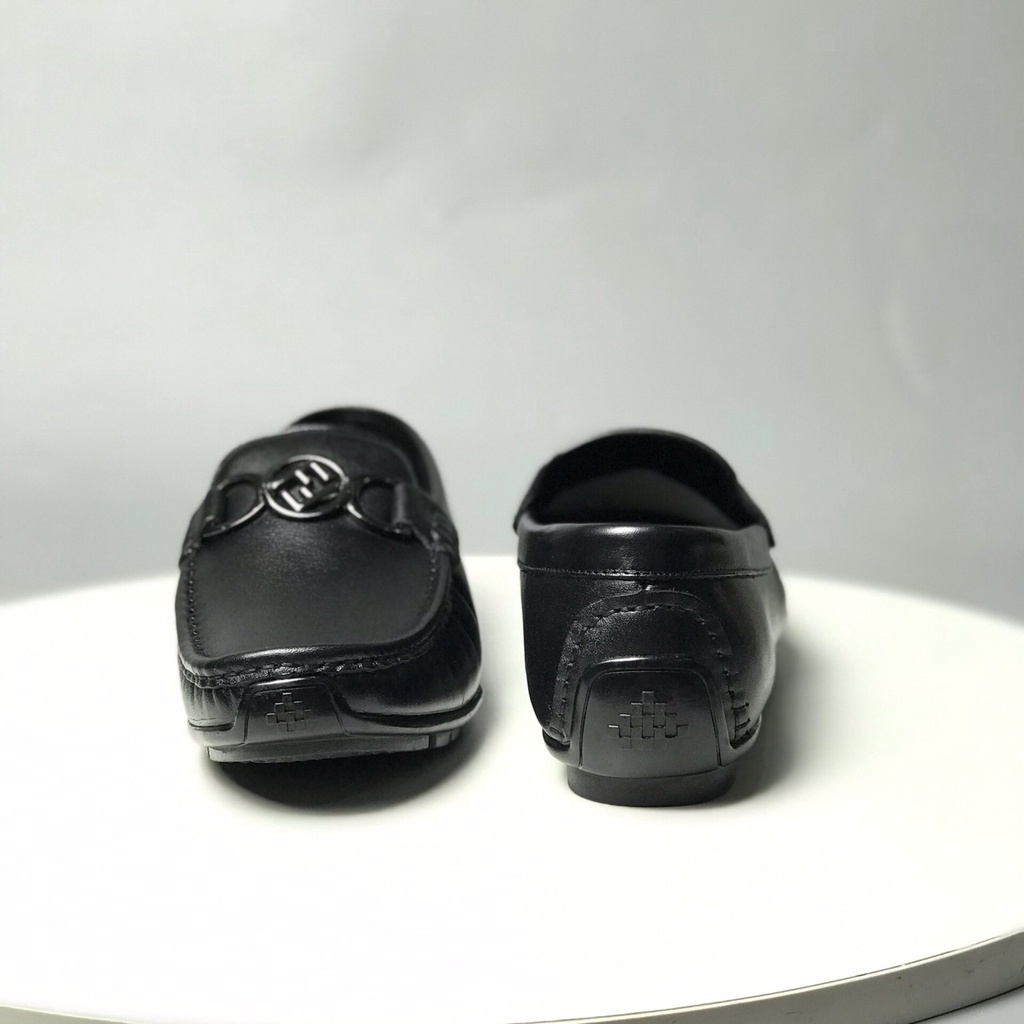 Giày công sở nam LSC ❤️FREESHIP❤️ Giày mọi da bò đai ngang khuy chữ F đế bằng phong cách Hàn Quốc LS101