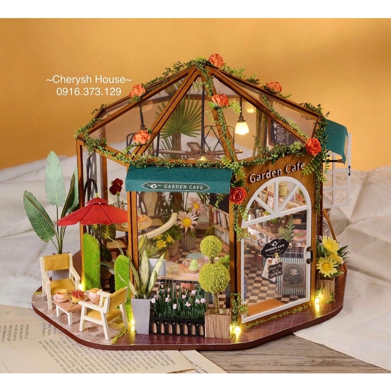 Mô hình nhà gỗ lắp ghép DIY Nhà búp bê / Mã: GD001 Garden Cafe