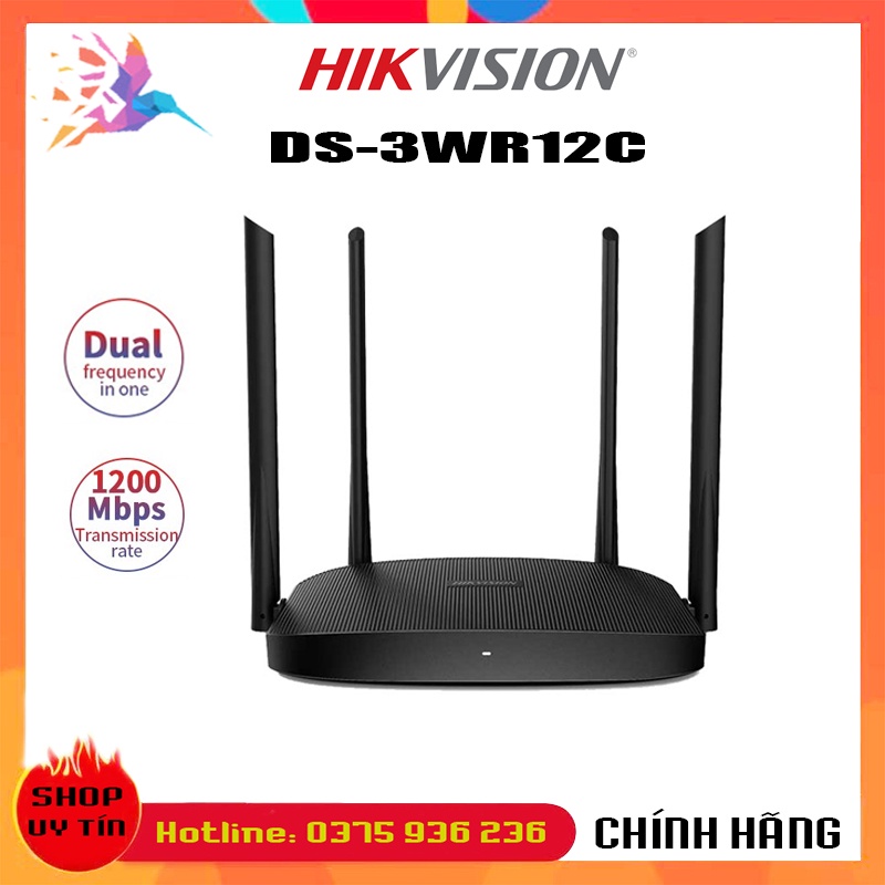 Bộ phát Wifi xuyên tường 2 4 râu Hikvision DS- 3WR12C Băng tần kép AC1200, Cục phát wifi  DS- 3WR3N 300Mb - Chính hãng