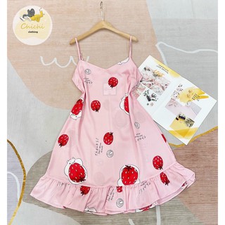 Váy ngủ 2 dây Lụa Satin mềm mịn, thoáng mát