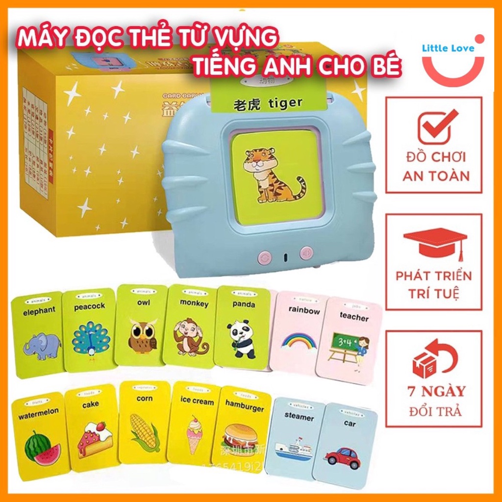 Máy Đọc Thẻ Song Ngữ Anh - Trung Thông Minh FlashCash, 112 Thẻ Từ Vựng Nhiều Chủ Đề, Phát Triển Toàn Diện Trí Não Cho Bé
