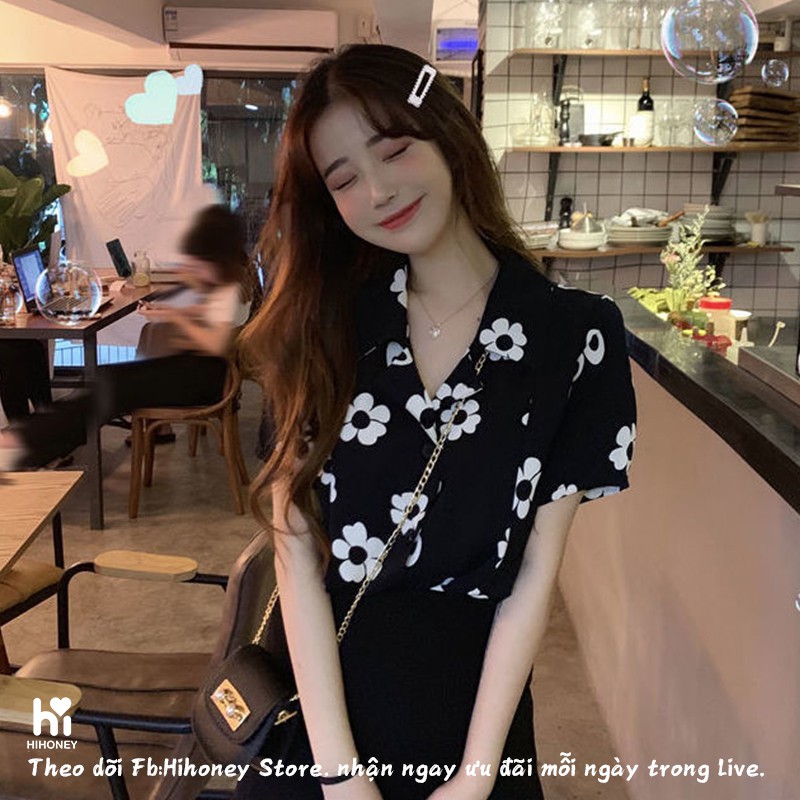 (BST Xuân Hè 2021) Áo sơ mi cộc tay, in hoa cổ điển, đi biển, đi chơi, chống nắng