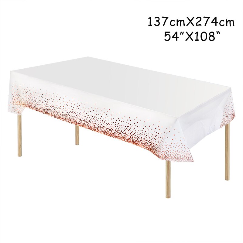 Khăn Trải Bàn Bằng Nhựa Mạ Vàng Hồng 137 * 274cm Dùng Một Lần
