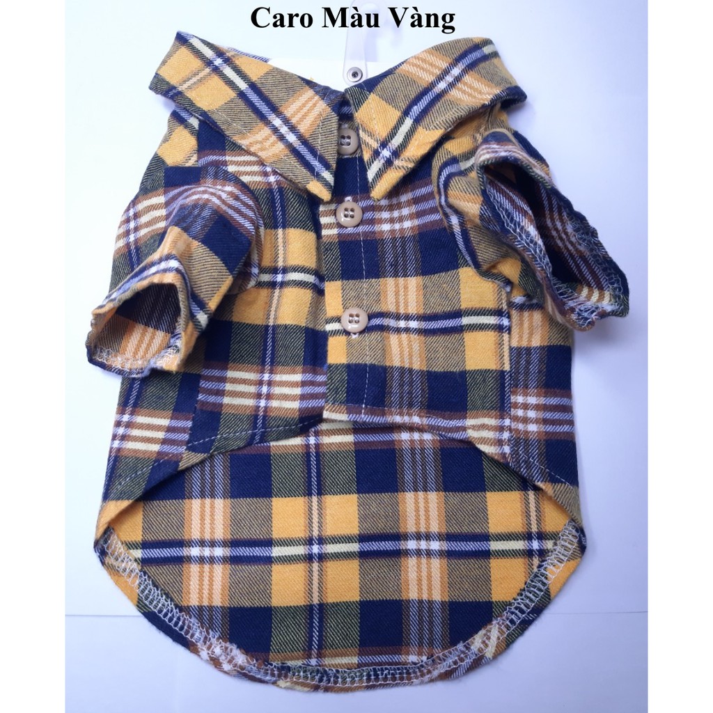 ÁO SƠ MI CHO THÚ CƯNG CHÓ MÈO In caro Thêu số 96 Chất liệu cotton mềm mại cao cấp - Pet shop Uytinpro