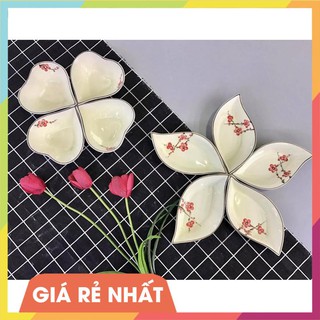 Bộ đĩa lá cánh thuyền đựng thức ăn đẹp gốm sứ Bát Tràng