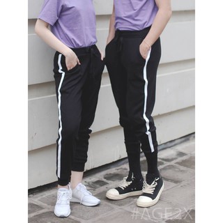 QUẦN JOGGER THUN ĐEN 1 SỌC AGE2X