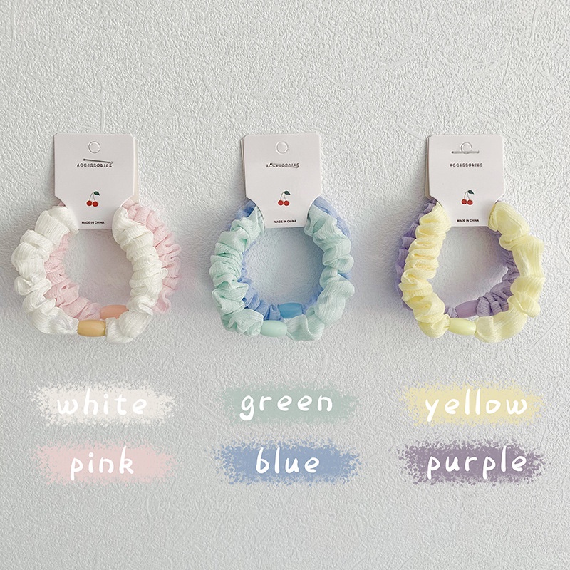Set 2 Dây Cột Tóc Vải Màu Pastel Scrunchies Nhỏ Cột Tóc Buộc Tóc Phong Cách Hàn Quốc Hanada K5-V012