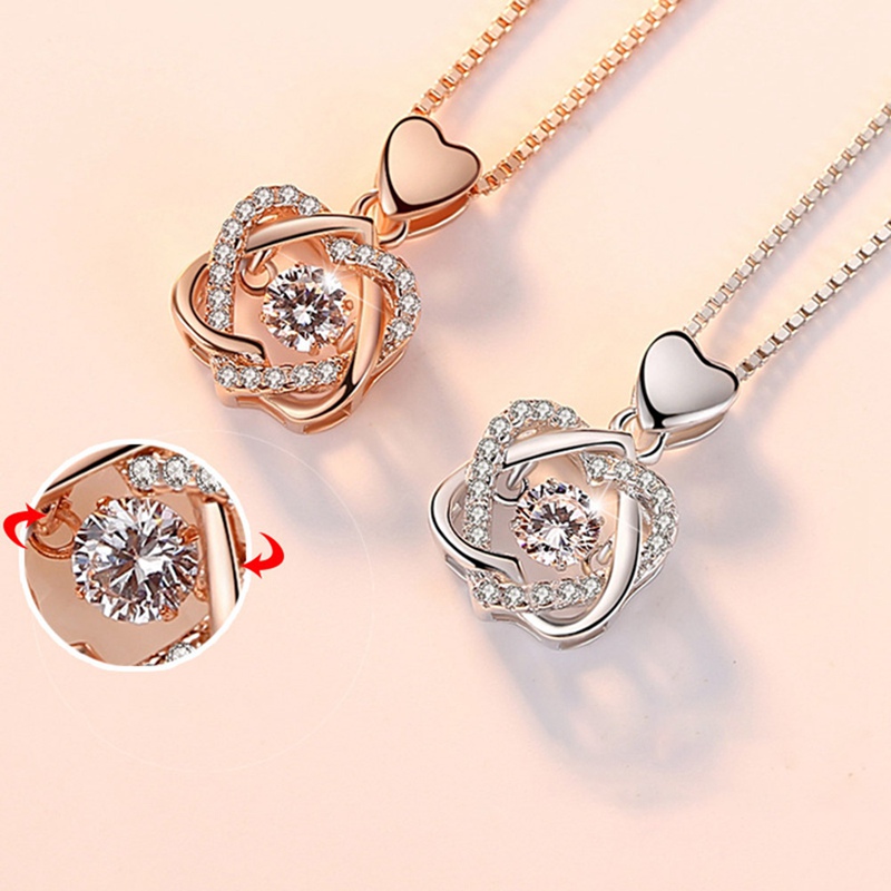 Smart Heart Necklace Female Rose Gold Plated Pendant Clavicle Chain Jewelry