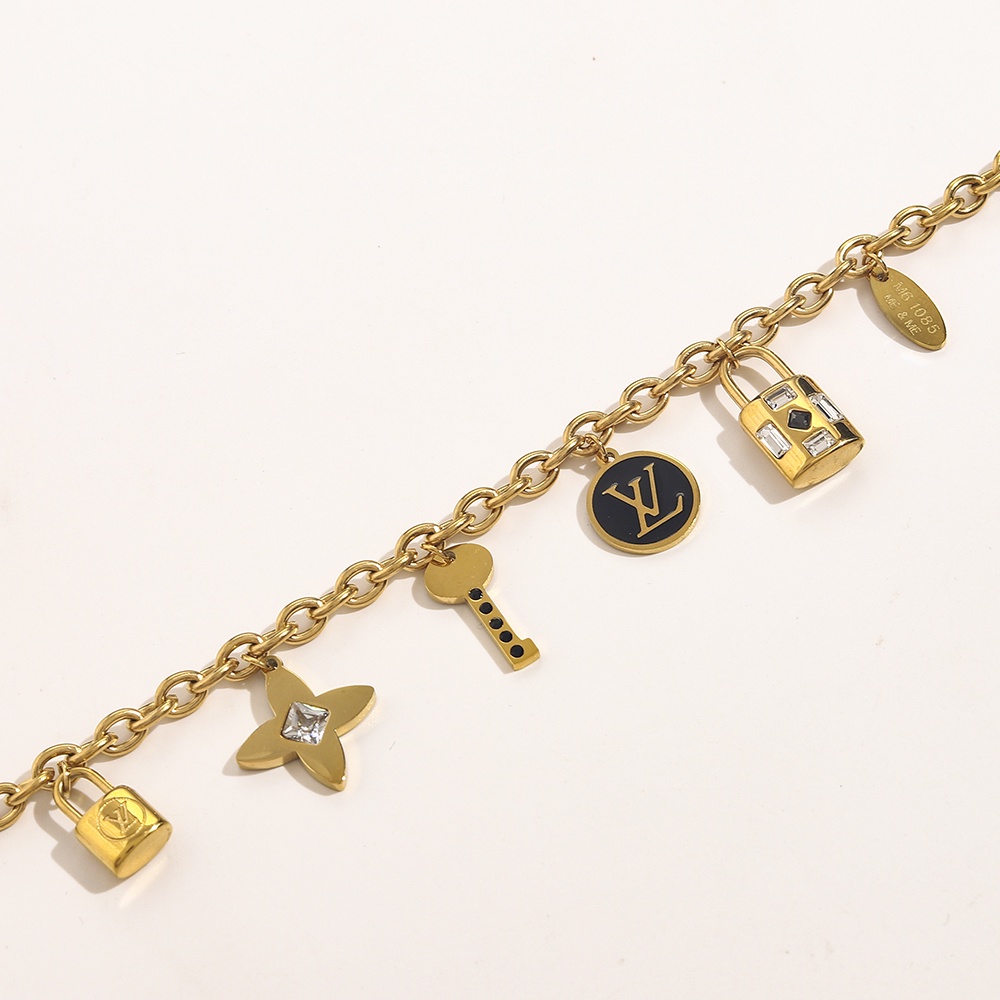 Vòng Tay Louis Vuitton Bằng Thép Titan Họa Tiết LV Monogram