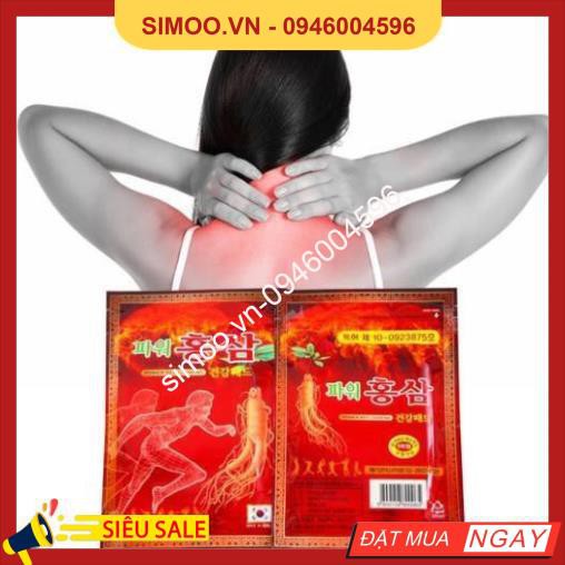 💥 ⚡ SẢN PHẨM CHÍNH HÃNG 💥 ⚡  Cao Dán Hồng Sâm Đỏ Hàn Quốc Túi 20 Miếng 93mm * 130mm 💥 ⚡