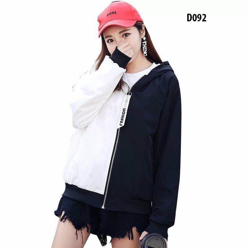 [S02] Áo khoác dù nữ 2 lớp phối nửa đỏ đen trắng hàng chuẩn shop rất đẹp - M065 | BigBuy360 - bigbuy360.vn