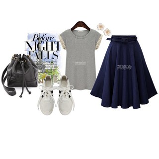 Váy nữ Váy Midi Denim eo cao