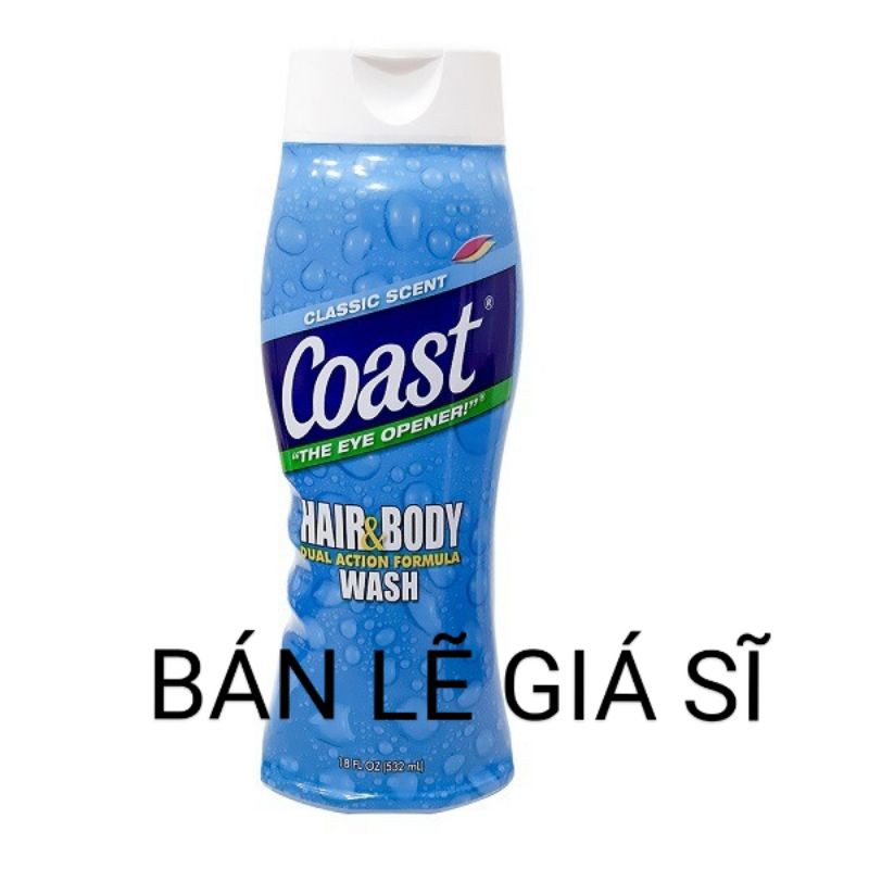 Sữa tắm coast 2in1 Hair&Body 532ml. USA