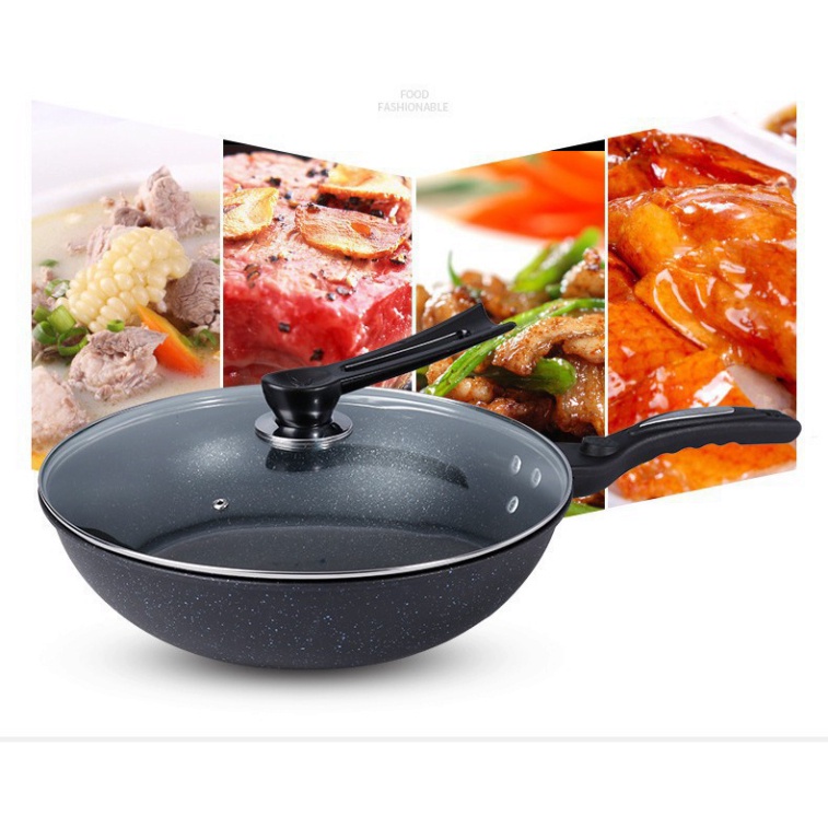 [HCM TẶNG VÁ GỖ] Chảo Chống Dính Sâu Lòng Đá Coopia Hàn Quốc siêu bền size 32cm có nắp đậy chắc chắn