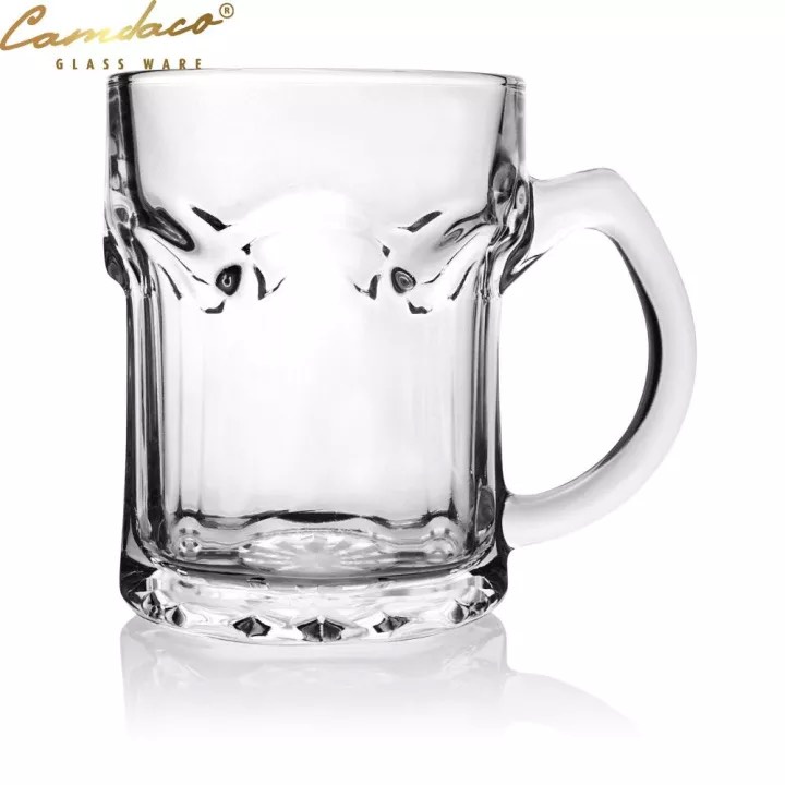 Bộ 6 Ly Thuỷ Tinh Có Quai CAMDACO-332, Dung Tích 375ml - Ly Uống Bia Size To - Ly Dày Bền Đẹp