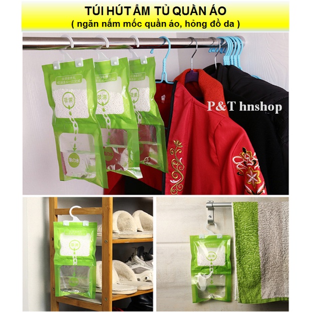 Túi hút ẩm Loại Gói to - Gói hút ẩm 2 ngăn chống ẩm chống mốc có móc treo đa năng siêu hút ẩm cực tốt