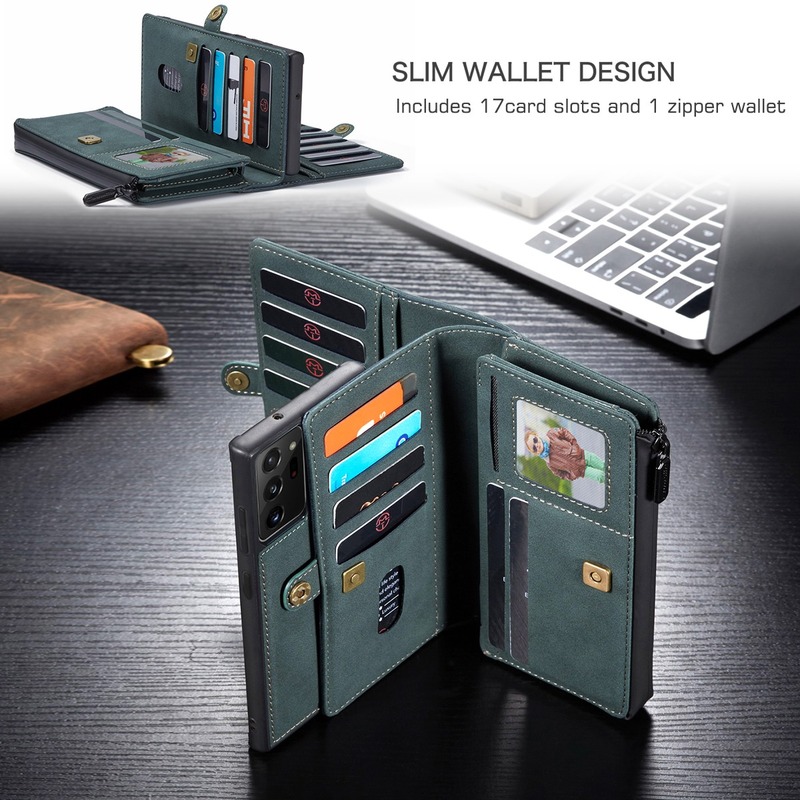 Bao da kiểu ví từ tính có ngăn thẻ khóa kéo cho Samsung Galaxy Note 20 Ultra/S20 Ultra S20+ Plus 5G/Note 10 Plus