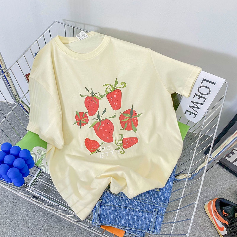 Áo Thun cotton Tay Ngắn Dáng Rộng Phong Cách Hàn Quốc Mới