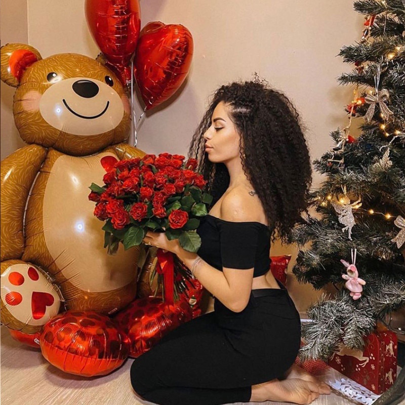 Bóng bay foil nhôm hình gấu hoạt hình kích thước 91*65cm trang trí tiệc sinh nhật / đám cưới