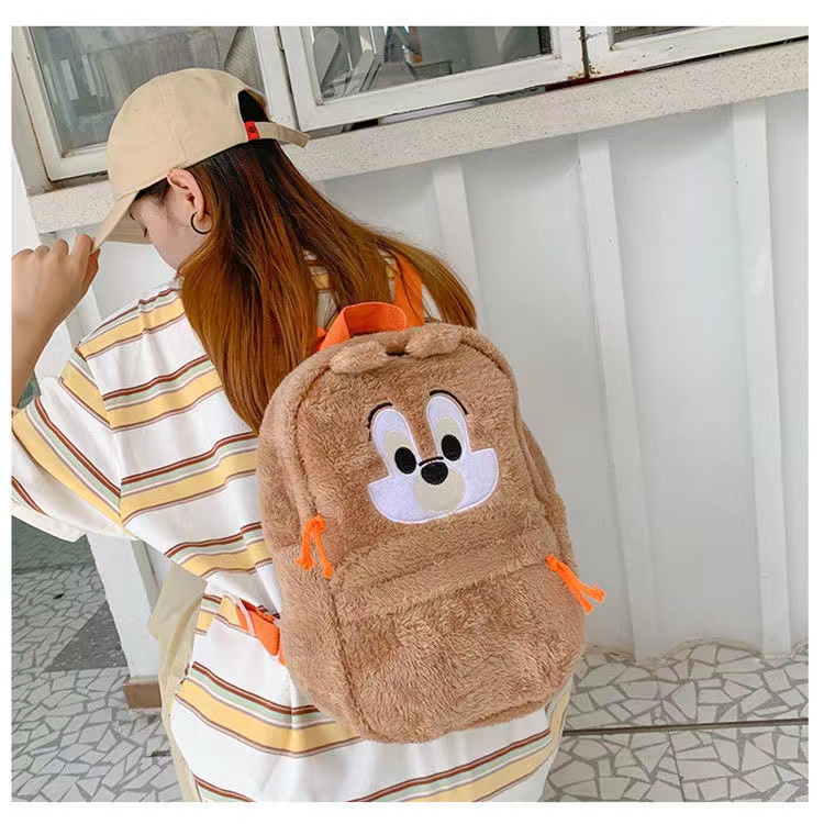 Disney Ba Lô Đi Học Hình Gấu Pooh / Chipmunk Nhồi Bông Dễ Thương Cho Nữ