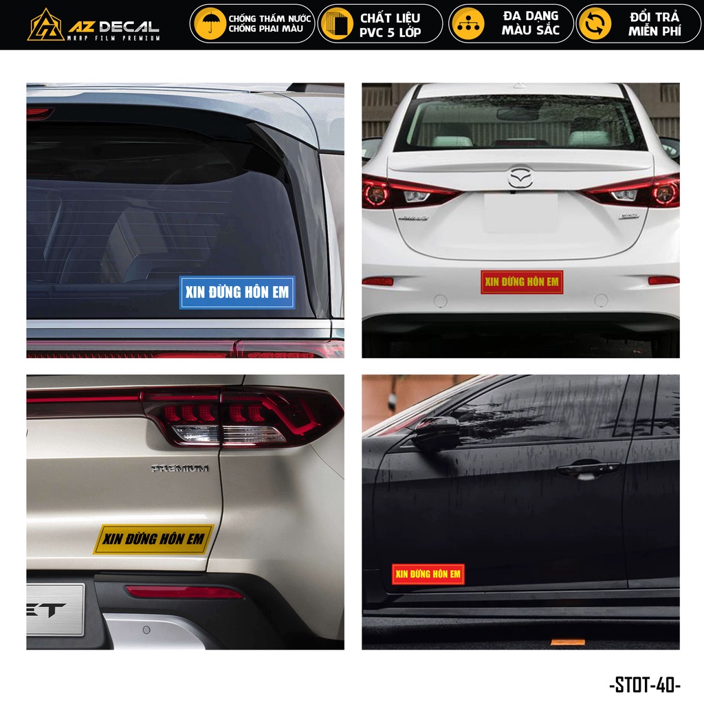 Sticker Dán Xe Ô Tô Xin Đừng Hôn Em | STOT-40 | Team Decal Dán Sườn Cản Sau Xe Hơi Oto Tải Xe Khách Du Lịch