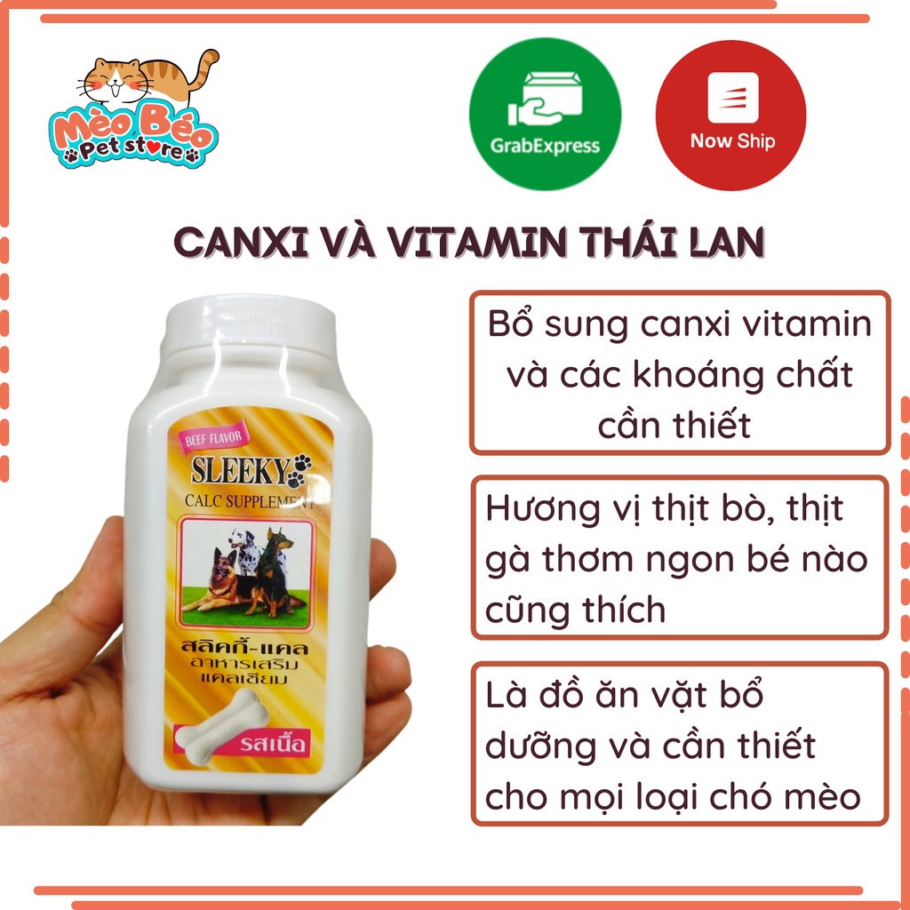 Canxi, Vitamin và khoáng cho chó mèo Sleeky Thái Lan - hộp 140g