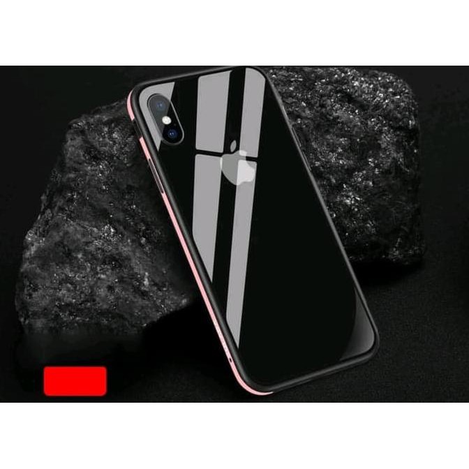 Ốp Điện Thoại Mặt Kính Cứng Viền Mềm Trong Suốt Viền Kim Loại Cho Iphone X / Xs 5.8