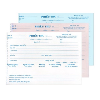 Combo 1 cuốn phiếu thu 3 liên - 13 x 19cm