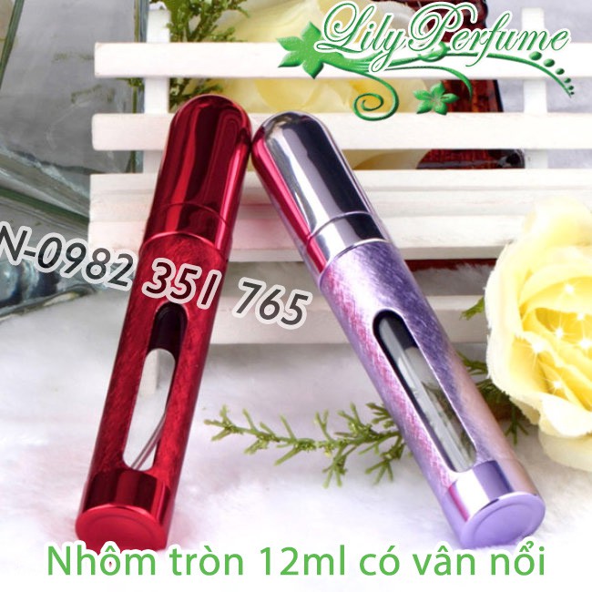 Lọ chiết nước hoa 12ml nhôm tròn có vân nổi