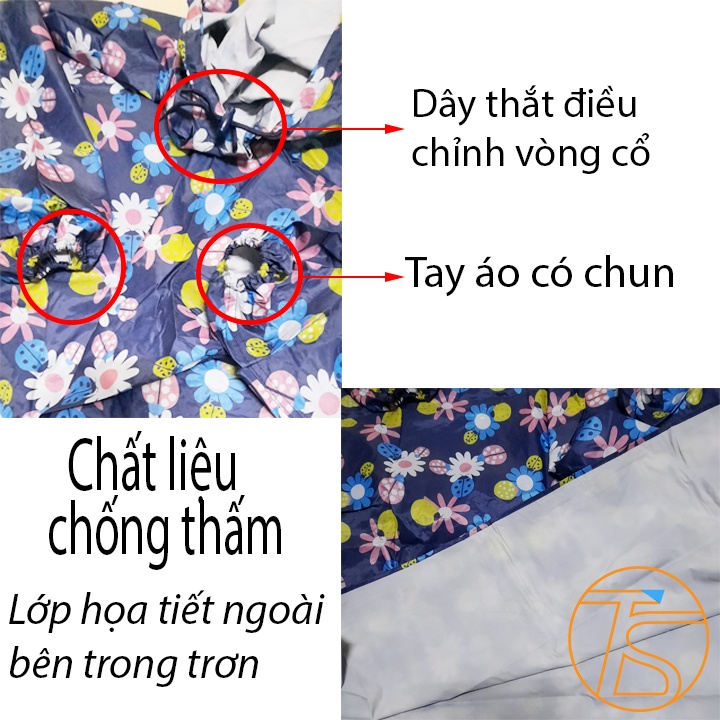 Áo Mưa Bít Họa Tiết Cho Người Lớn 1m3 Dày Dặn Có Tay Chun Chống Thấm Nước