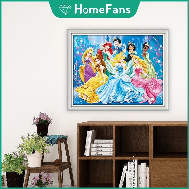 Bộ tranh đính đá 5D họa tiết công chúa hoạt hình độc đáo Diy