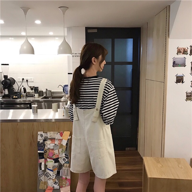 [KÈM ẢNH THẬT] yếm quần nữ kaki trắng túi trước ulzzang hàn quốc | BigBuy360 - bigbuy360.vn