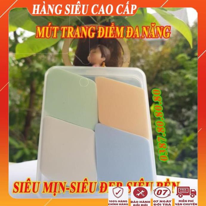 [FreeShip - HÀNG CHÍNH HÃNG] Sét 4 miếng mút trang điểm đa năng cao cấp/Bông trang điểm hình thoi 4 miếng sidumi