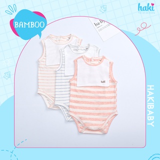 Bodysuit kẻ thủy thủ cho bé sơ sinh vải tre cao cấp HAKI  BB032
