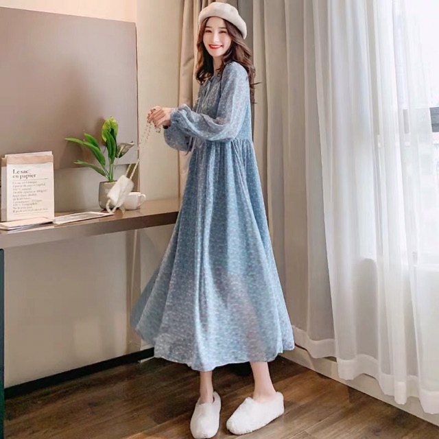 Váy bầu voan hoa nhíphong cách hàn quốc( hàng quảng châu)