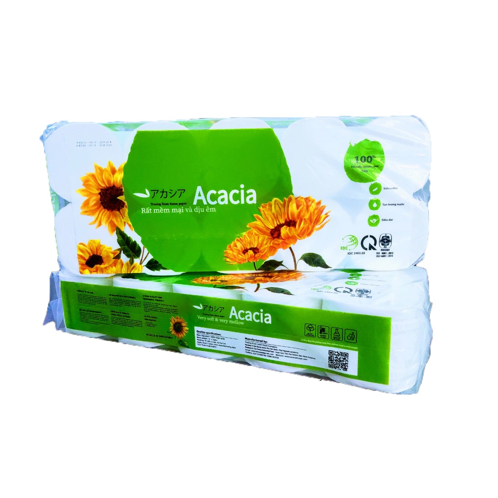 Giấy vệ sinh cao cấp không lõi 3 lớp ACACIA-10 cuộn trọng lượng 1,6kg