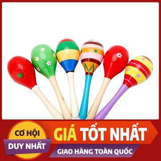 [HOT SALE] Combo 2 Lục lạc gỗ đầu tròn cho bé (Nhiều mẫu màu sinh động)