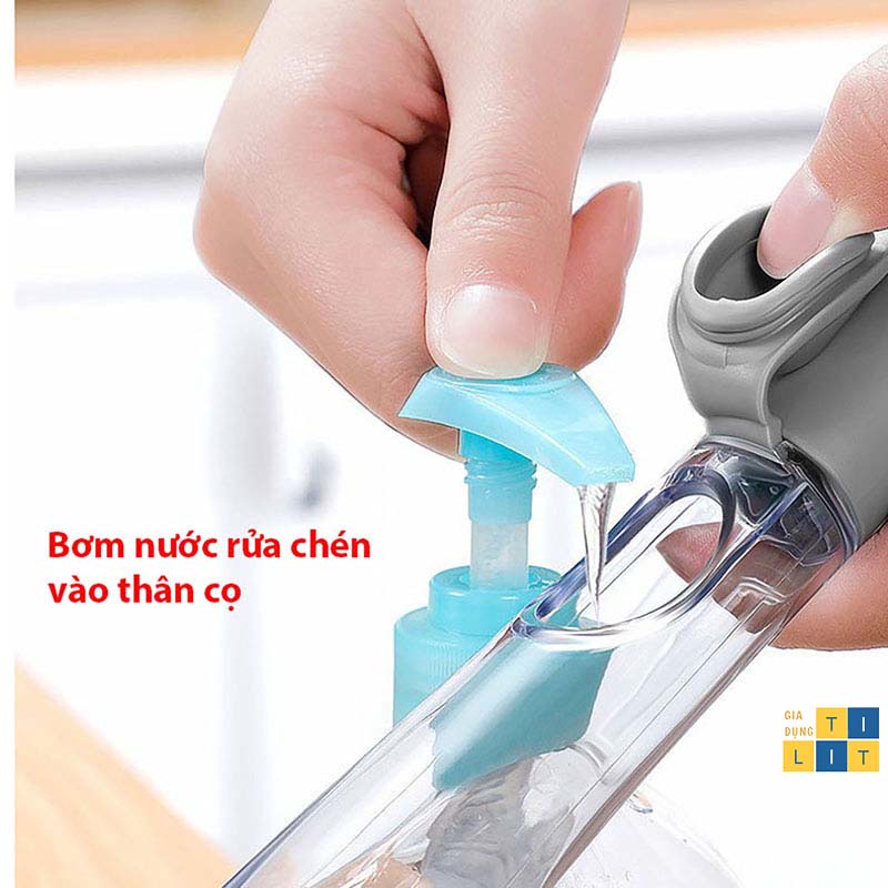 Cọ rửa chén thần kỳ kitchen tools clean up + 1 Đầu Mút Mềm (CHỔI CỌ RỬA CHÉN)