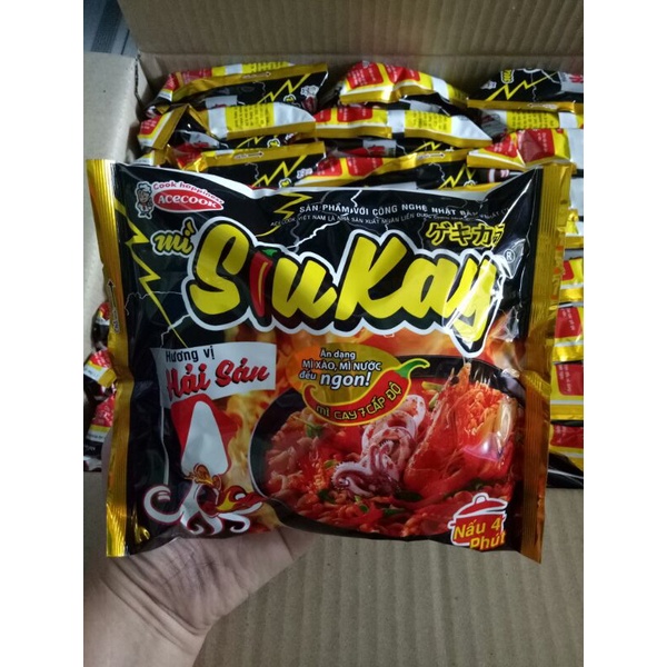 Hải sản) 1 thùng 24 gói mì siukay 7 cấp độ
