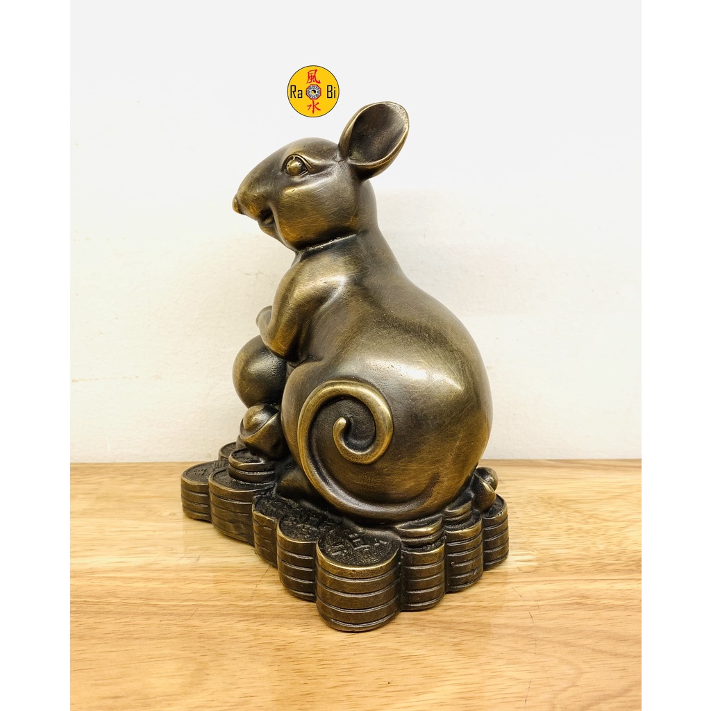 Chuột ngồi Vàng - Tí Đắc Lộc - Tượng Đồng Phong Thủy 12 Con Giáp