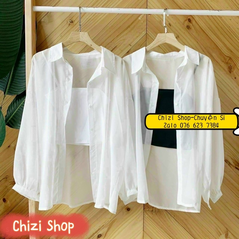 SET SƠ MI FORM RỘNG MỎNG KÈM ÁO HAI DÂY Chizi Shop