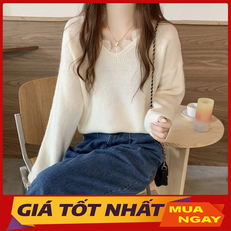 Áo Len Cổ Viền Ren Siêu Đẹp Hàng Quảng Châu M1051