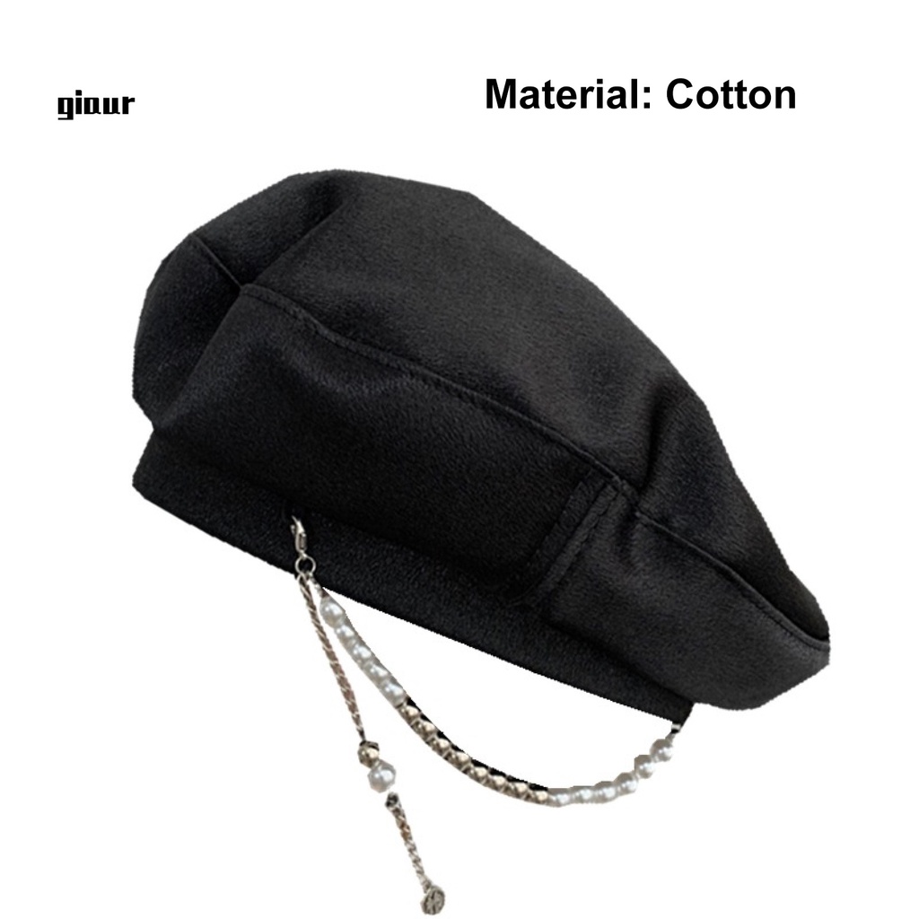 Mũ beret mềm đính ngọc trai giả màu sáng cho nữ