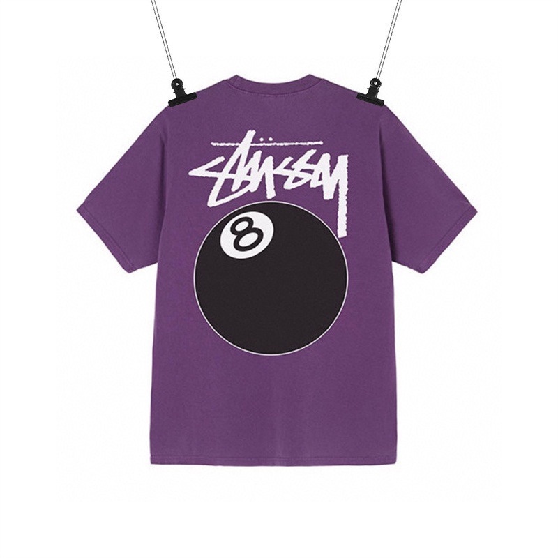 Stussy Áo Thun Tay Ngắn Cổ Tròn Thoáng Khí In Hình Số 8 Thời Trang