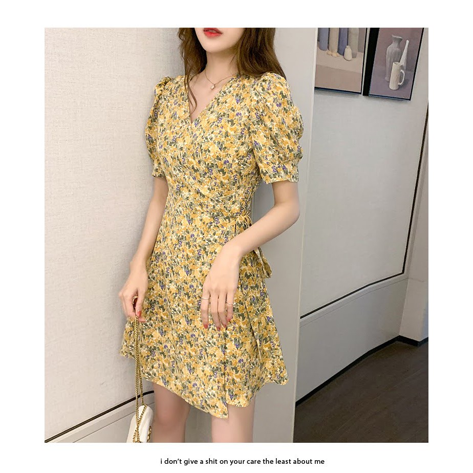 [Hàng Quảng Châu] Đầm Hoa Thắt Nơ Eo Dễ Mặc Chất Đẹp Giá Tận Xưởng